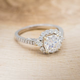 "OPHELIA" - CUSHION CUT MOISSANITE ENGAGEMENT RING WITH "STELLA" STACKING BAND-5