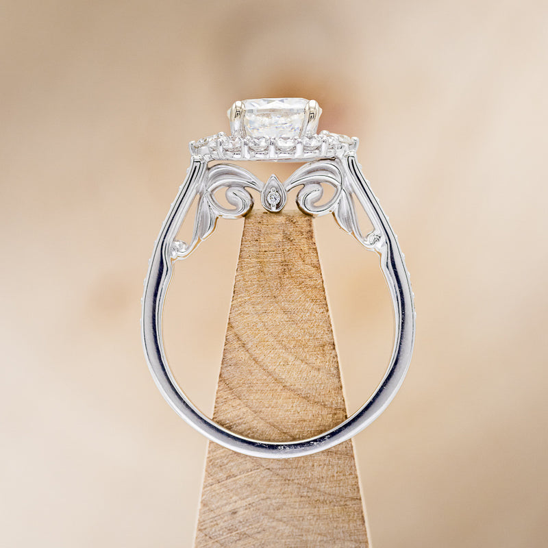 "OPHELIA" - CUSHION CUT MOISSANITE ENGAGEMENT RING WITH "STELLA" STACKING BAND-7