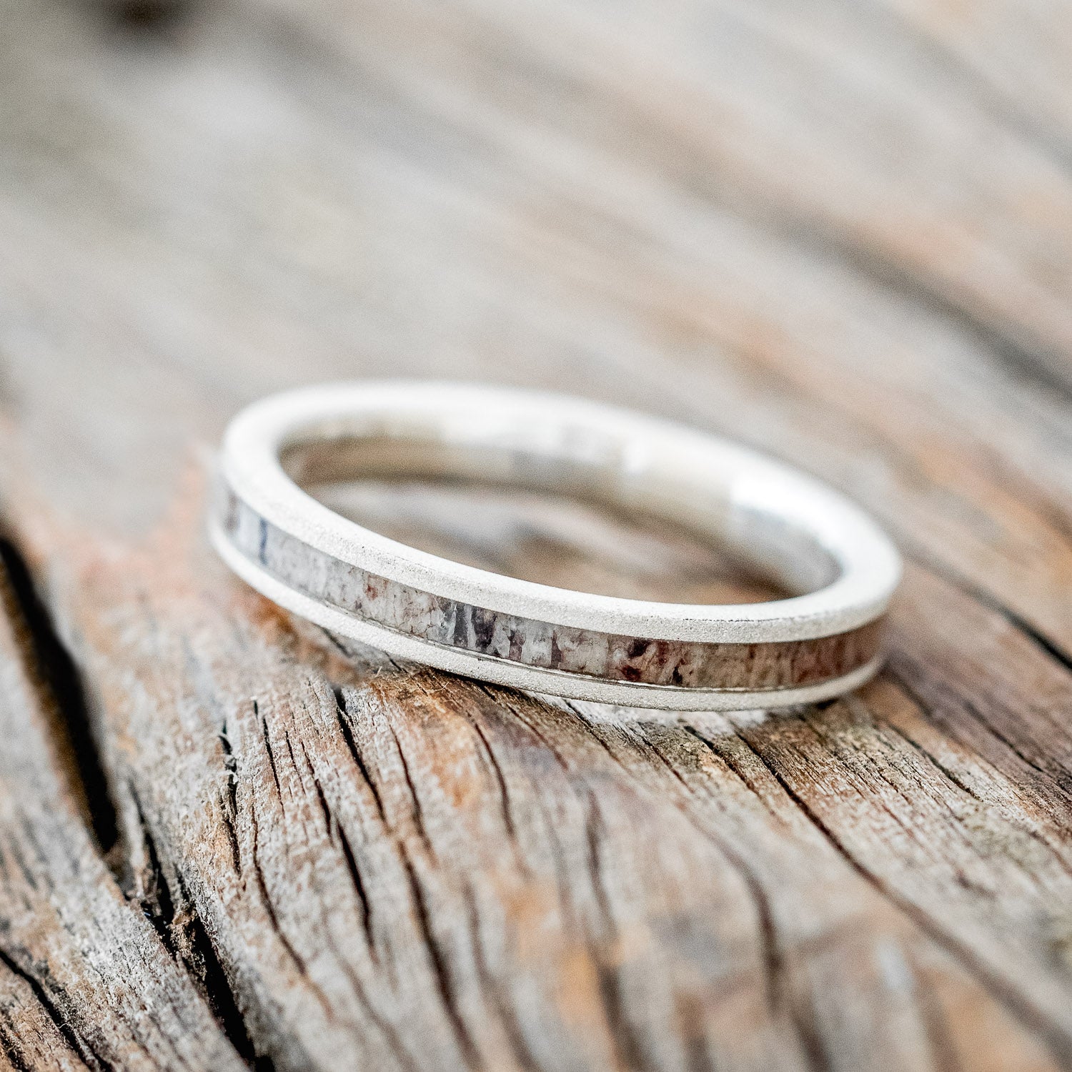 "VERTIGO" - MATCHING SET OF ELK ANTLER WEDDING BANDS WITH SANDBLASTED FINISH-12