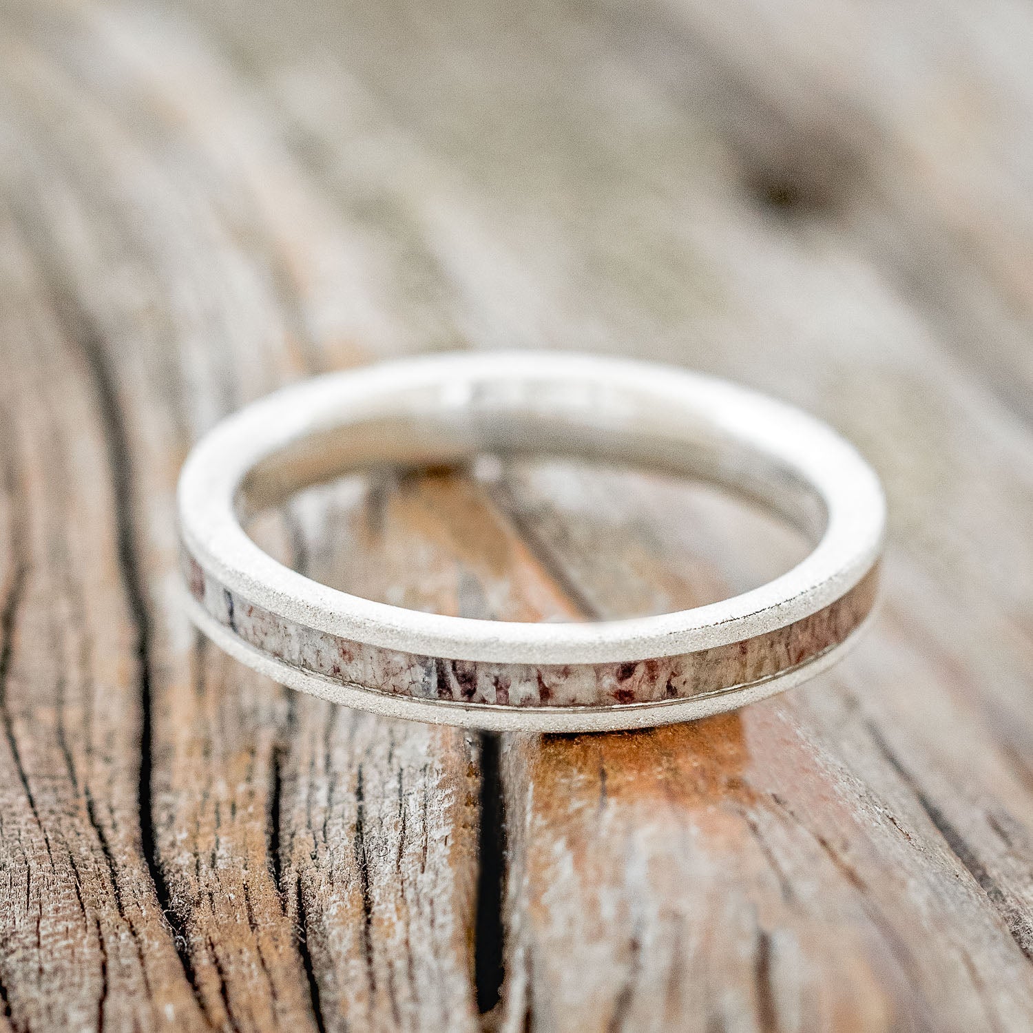 "VERTIGO" - MATCHING SET OF ELK ANTLER WEDDING BANDS WITH SANDBLASTED FINISH-14