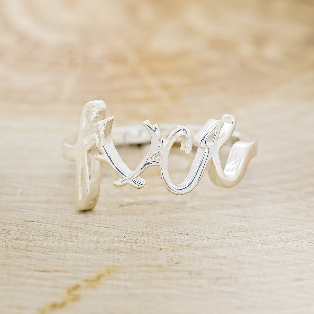 "EFFIE" - SCRIPT-STYLE BREAST CANCER AWARENESS RING-2