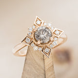 "JOURNEY" - ENGAGEMENT RING WITH DIAMOND ACCENTS -  SHOWN W/ ROUND SALT & PEPPER DIAMOND - SELECT YOUR OWN STONE