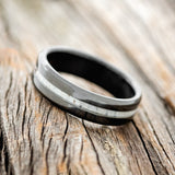 "NIRVANA" - ANTLER WEDDING BAND - BLACK ZIRCONIUM (6MM) - SIZE 6 1/2-2