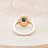 Shown here is "Nora", a vintage-style turquoise women's engagement ring with diamond accents, back view. Many other center stone options are available upon request.