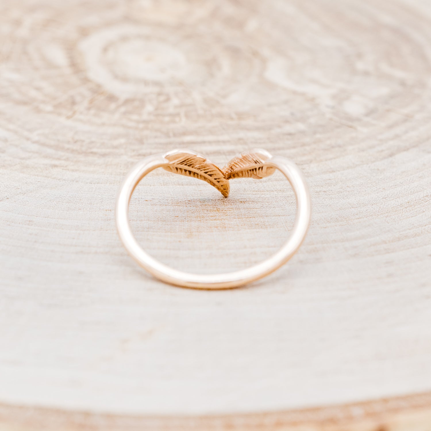 "FALA" - FEATHER ACCENTED TRACER WEDDING BAND-6