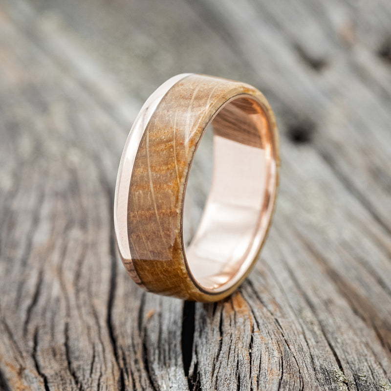 "EZRA" - WHISKEY BARREL OAK WEDDING BAND - 14K ROSE GOLD - SIZE 10-1