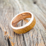 "EZRA" - WHISKEY BARREL OAK WEDDING BAND - 14K ROSE GOLD - SIZE 10-3