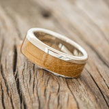 "LEDGER" - WHISKEY BARREL OAK WEDDING BAND - 14K WHITE GOLD - SIZE 10-2