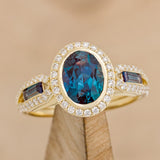 "VINA" - OVAL LAB-GROWN ALEXANDRITE ENGAGEMENT RING WITH DIAMOND HALO & ACCENTS