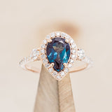 "KB" - PEAR SHAPED LAB-GROWN ALEXANDRITE ENGAGEMENT RING WITH DIAMOND ACCENTS-1