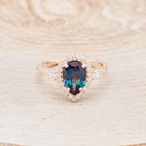 "KB" - PEAR SHAPED LAB-GROWN ALEXANDRITE ENGAGEMENT RING WITH DIAMOND ACCENTS-4