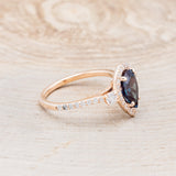 "KB" - PEAR SHAPED LAB-GROWN ALEXANDRITE ENGAGEMENT RING WITH DIAMOND ACCENTS-2