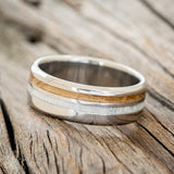 "COSMO" - WHISKEY BARREL OAK & ANTLER WEDDING BAND - READY TO SHIP-2