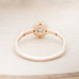 "STARLA" - BRIDAL SUITE - ROUND CUT DENIM MONTANA SAPPHIRE ENGAGEMENT RING WITH DIAMOND ACCENTS & "LEA" TRACERS