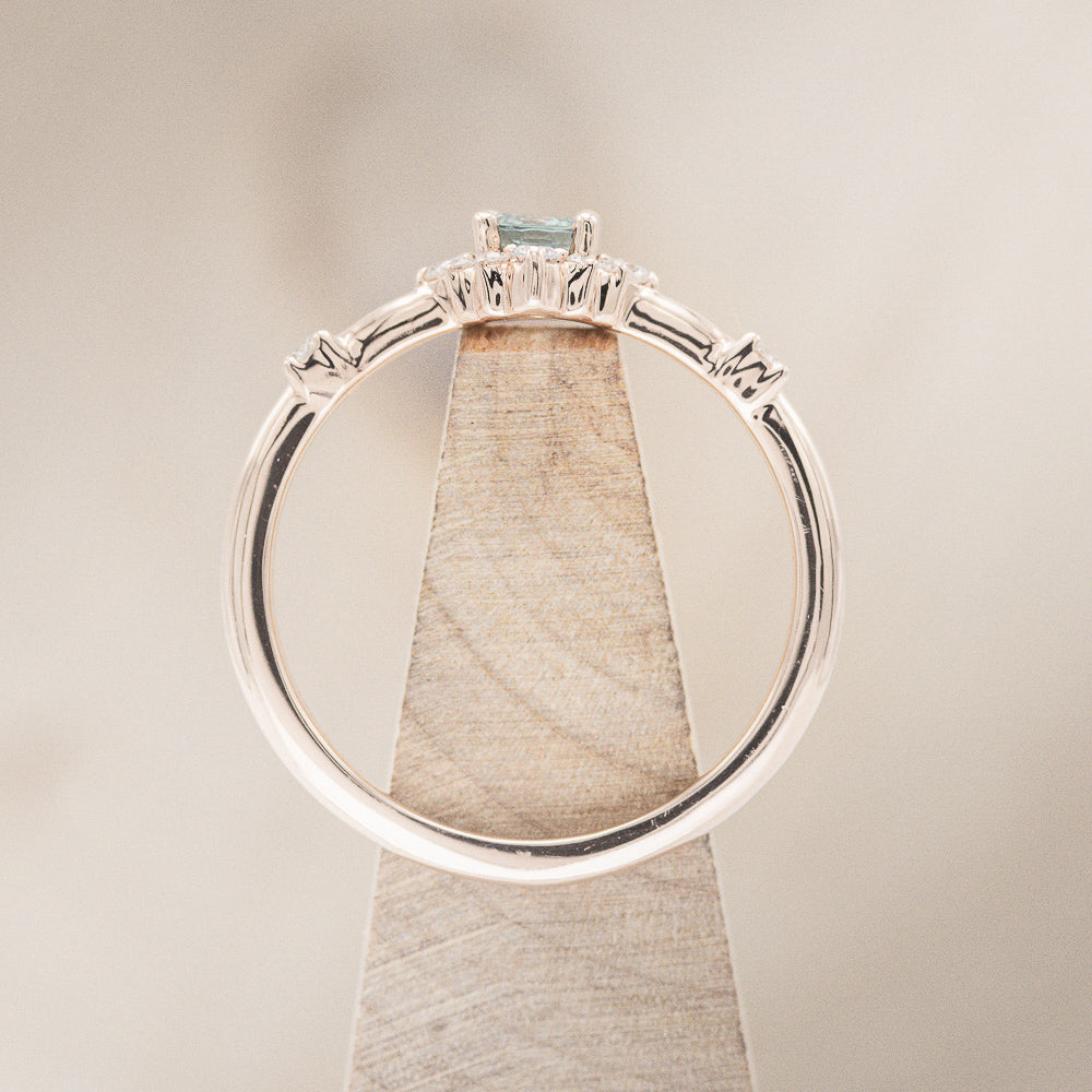 "STARLA" - BRIDAL SUITE - ROUND CUT DENIM MONTANA SAPPHIRE ENGAGEMENT RING WITH DIAMOND ACCENTS & "LEA" TRACERS-17