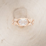 "ELORA" - OVAL ROSE CUT MOISSANITE ENGAGEMENT RING WITH DIAMOND ACCENTS