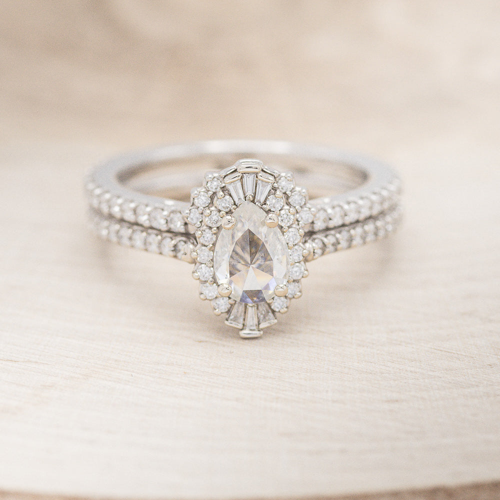 "THEIA" - PEAR-SHAPED MOISSANITE ENGAGEMENT RING WITH DIAMOND TRACER-2
