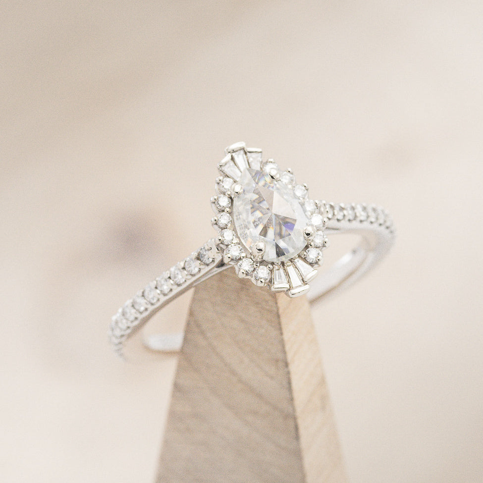 "THEIA" - PEAR-SHAPED MOISSANITE ENGAGEMENT RING WITH DIAMOND TRACER-8