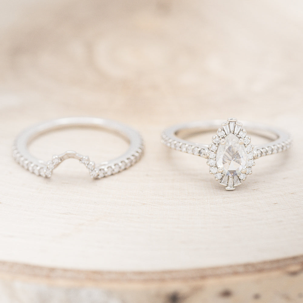 "THEIA" - PEAR-SHAPED MOISSANITE ENGAGEMENT RING WITH DIAMOND TRACER-6