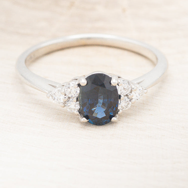 "RHEA" - OVAL LAB-GROWN ALEXANDRITE ENGAGEMENT RING WITH DIAMOND ACCENTS-4