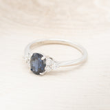 "RHEA" - OVAL LAB-GROWN ALEXANDRITE ENGAGEMENT RING WITH DIAMOND ACCENTS