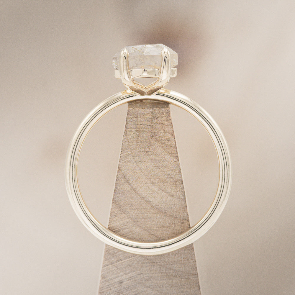"AURUM" - HEXAGON RUTILATED QUARTZ SOLITAIRE ENGAGEMENT RING-7