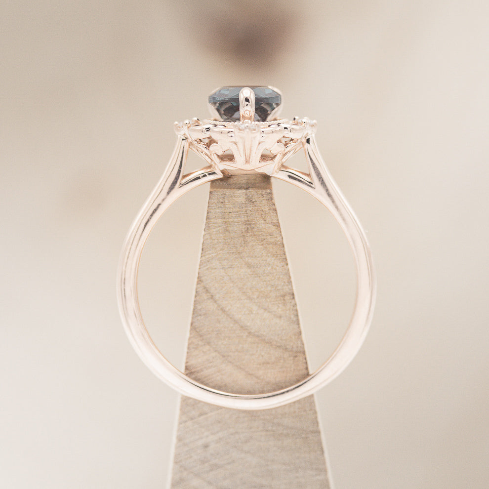 "VERA" - PEAR SHAPED LAB-GROWN ALEXANDRITE ENGAGEMENT RING WITH DIAMOND ACCENTS-13