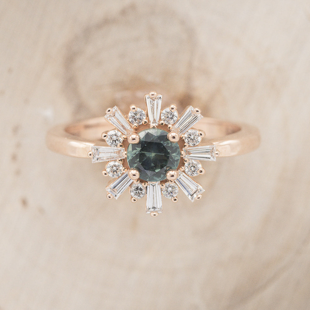 "SEREN" - ROUND CUT MONTANA SAPPHIRE ENGAGEMENT RING WITH DIAMOND HALO-5