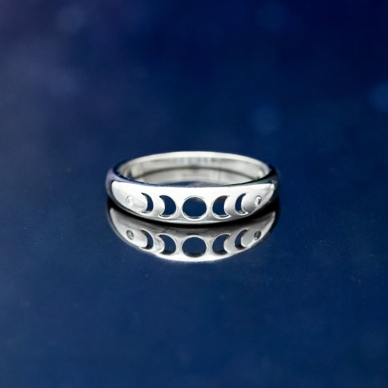 "NERA" - MOON PHASES RING WITH DIAMOND ACCENTS