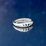 "NERA" - MOON PHASES RING WITH DIAMOND ACCENTS