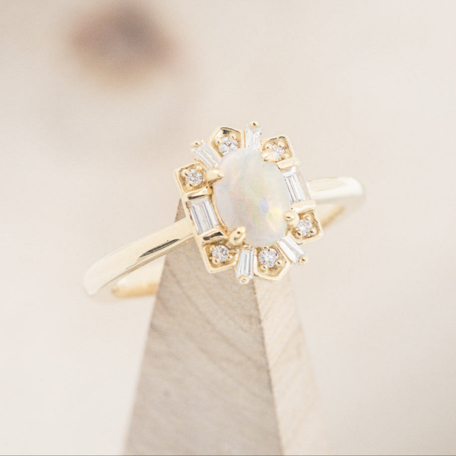 "CLEOPATRA" - OVAL OPAL ENGAGEMENT RING WITH DIAMOND ACCENTS & TRACER-6