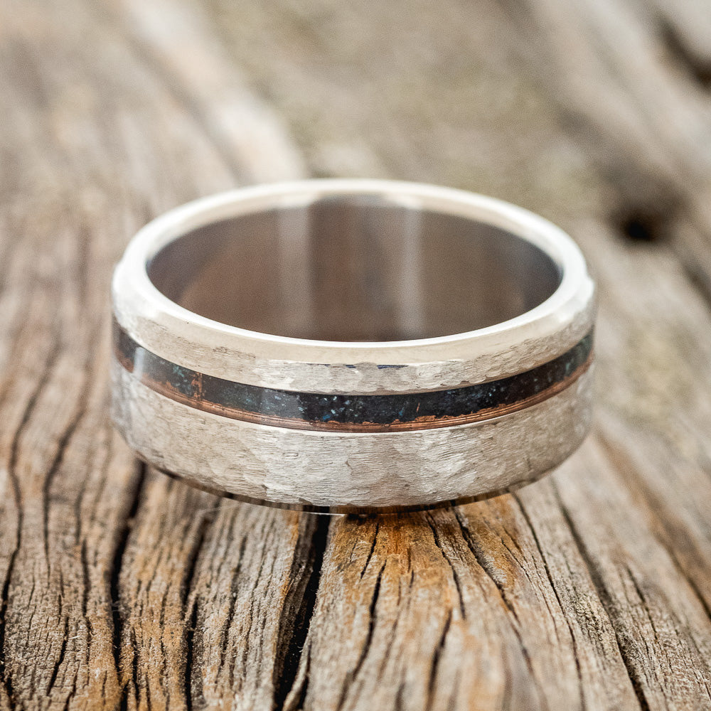 "VERTIGO" - PATINA COPPER WEDDING BAND WITH A HAMMERED FINISH-3