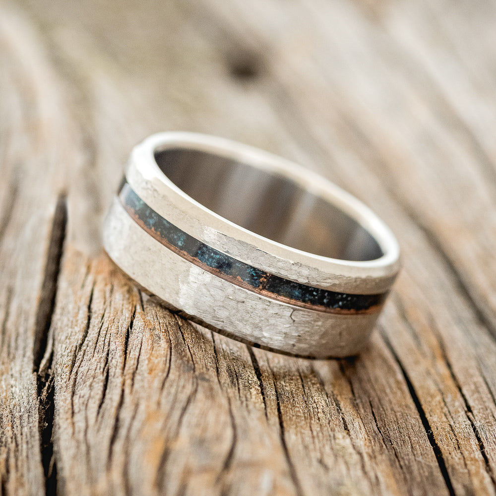 "VERTIGO" - PATINA COPPER WEDDING BAND WITH A HAMMERED FINISH-2