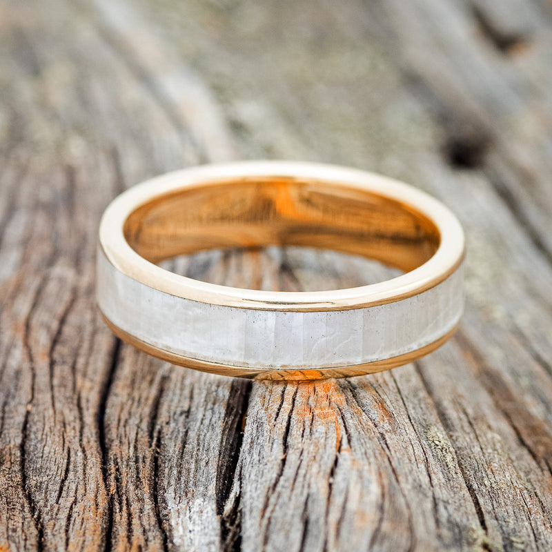 "RAINIER" - MOTHER OF PEARL WEDDING RING FEATURING A 14K GOLD BAND