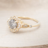 "EILEEN" - ROUND CUT SALT & PEPPER DIAMOND ENGAGEMENT RING WITH DIAMOND ACCENTS