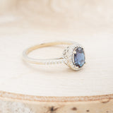 "DIANA" - OVAL LAB-GROWN ALEXANDRITE ENGAGEMENT RING WITH DIAMOND HALO & ACCENTS