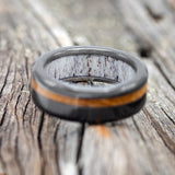 "VERTIGO" - WHISKEY BARREL OAK WEDDING RING WITH AN ANTLER LINING - READY TO SHIP-8