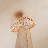 "STARLA" - BRIDAL SUITE - ROUND CUT DIAMOND ENGAGEMENT RING WITH DIAMOND ACCENTS & "LEA" TRACERS