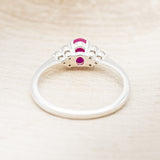 "RHEA" - OVAL LAB-GROWN RUBY ENGAGEMENT RING WITH DIAMOND ACCENTS