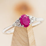 Lab Created Ruby Engagement Ring With Diamond Accents - Staghead Designs