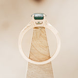 "HOPE" - SOLITAIRE ENGAGEMENT RING WITH FEATHER ACCENTS - SHOWN WITH ROUND MEDEINA GREEN MOISSANITE - SELECT YOUR OWN STONE