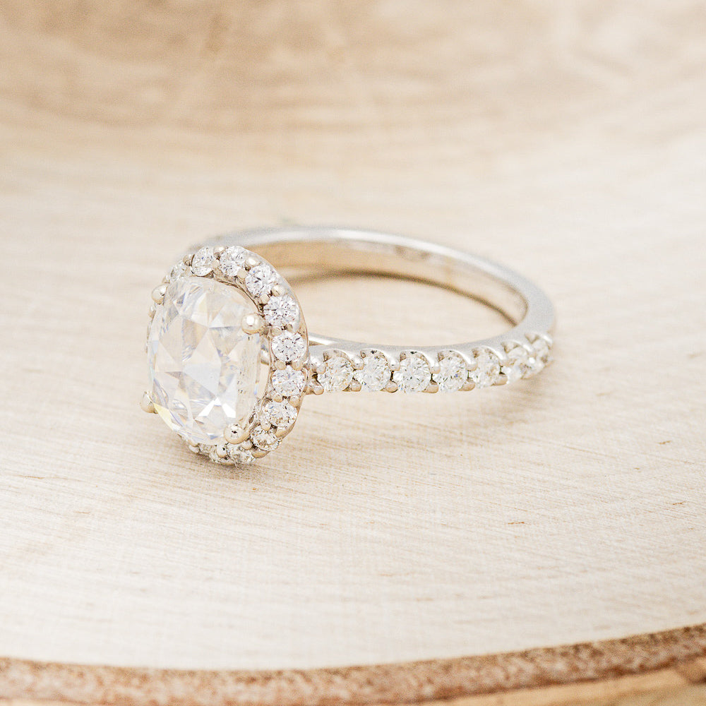 "ADIRA" - OVAL MOISSANITE ENGAGEMENT RING WITH DIAMOND HALO & ACCENTS-3