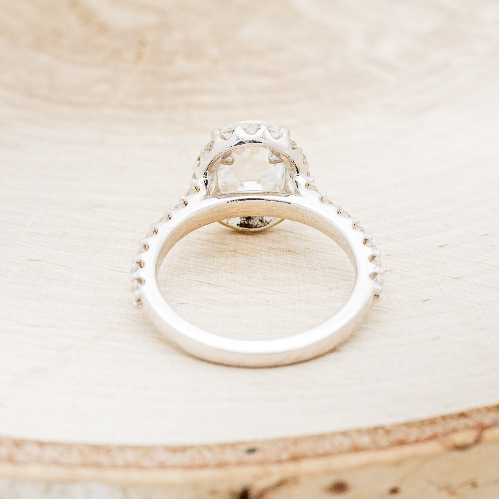 "ADIRA" - OVAL MOISSANITE ENGAGEMENT RING WITH DIAMOND HALO & ACCENTS-5