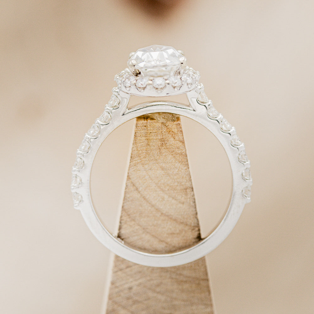 "ADIRA" - OVAL MOISSANITE ENGAGEMENT RING WITH DIAMOND HALO & ACCENTS-6