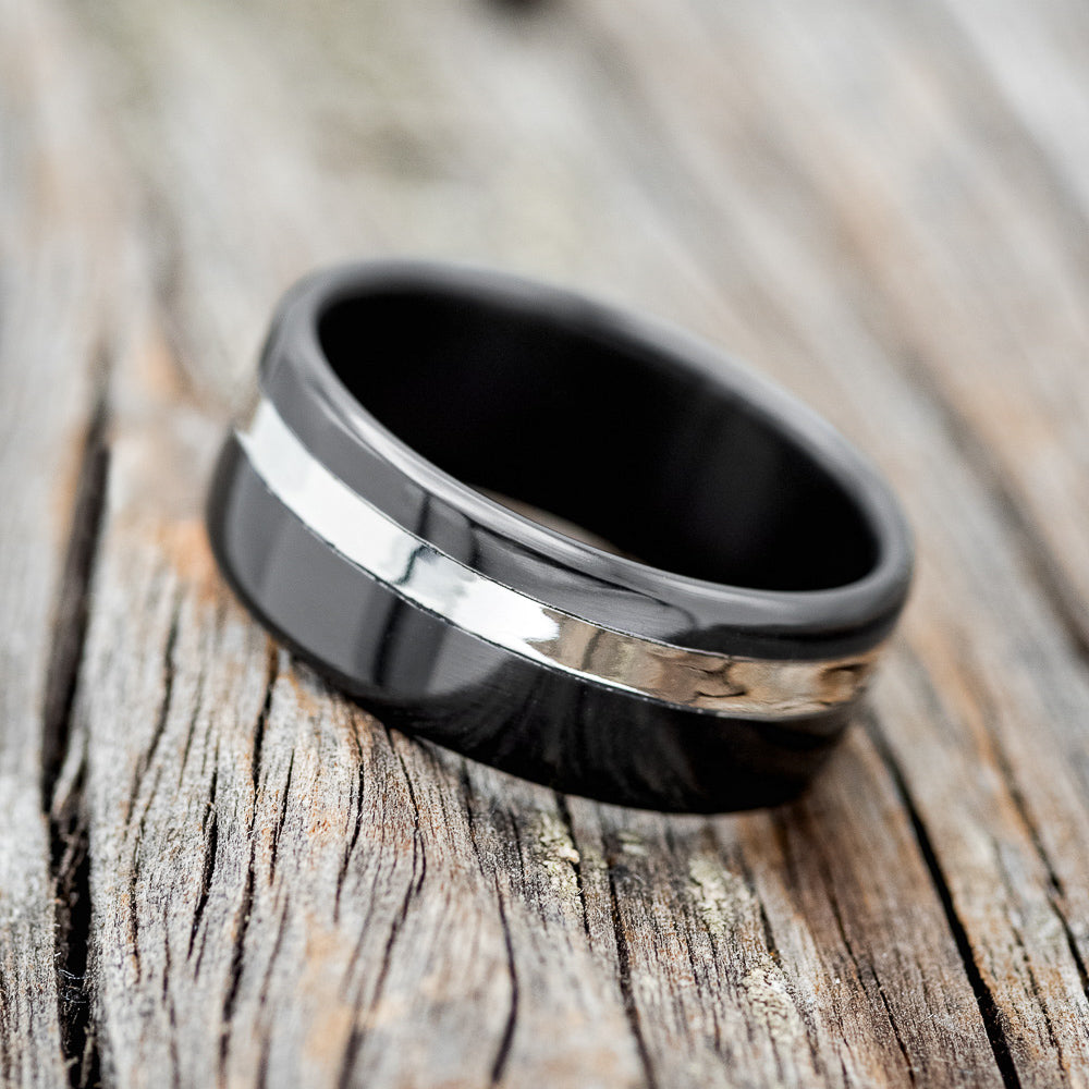 "VERTIGO" - SILVER INLAY WEDDING RING-2