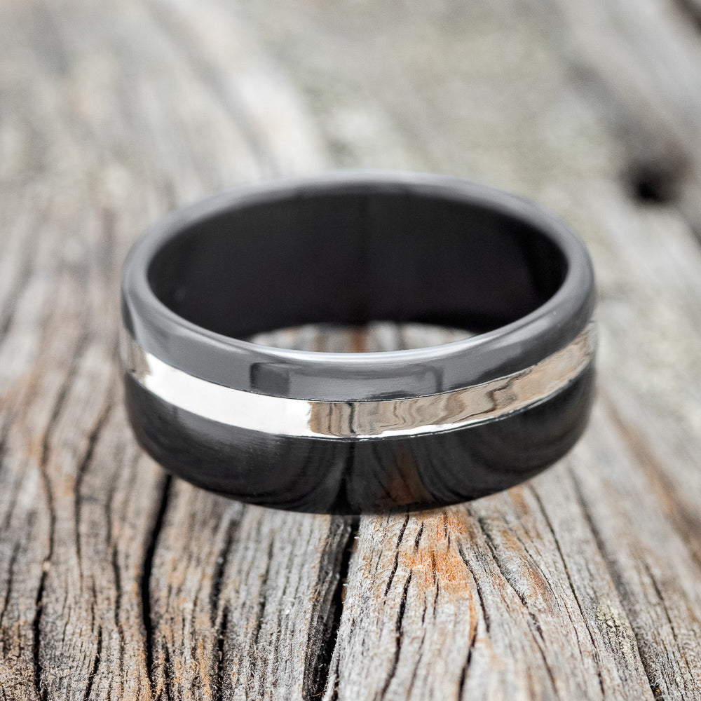 "VERTIGO" - SILVER INLAY WEDDING RING-4