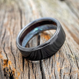 MOTHER OF PEARL & IRONWOOD LINED WEDDING BAND - READY TO SHIP-5