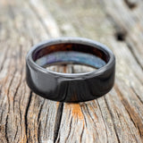 MOTHER OF PEARL & IRONWOOD LINED WEDDING BAND - READY TO SHIP-7