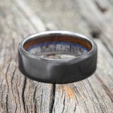 "ARGOS" - ANTLER, WHISKEY BARREL OAK & LAPIS LAZULI LINED WEDDING BAND - READY TO SHIP-7