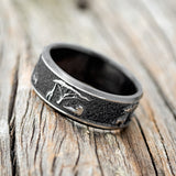 "LEGACY"- CHANNEL EMBOSSED AFRICAN SAVANNAH WEDDING BAND - SIZE 10